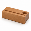 Support de téléphone inclinable en bois - rangement stylo intégré