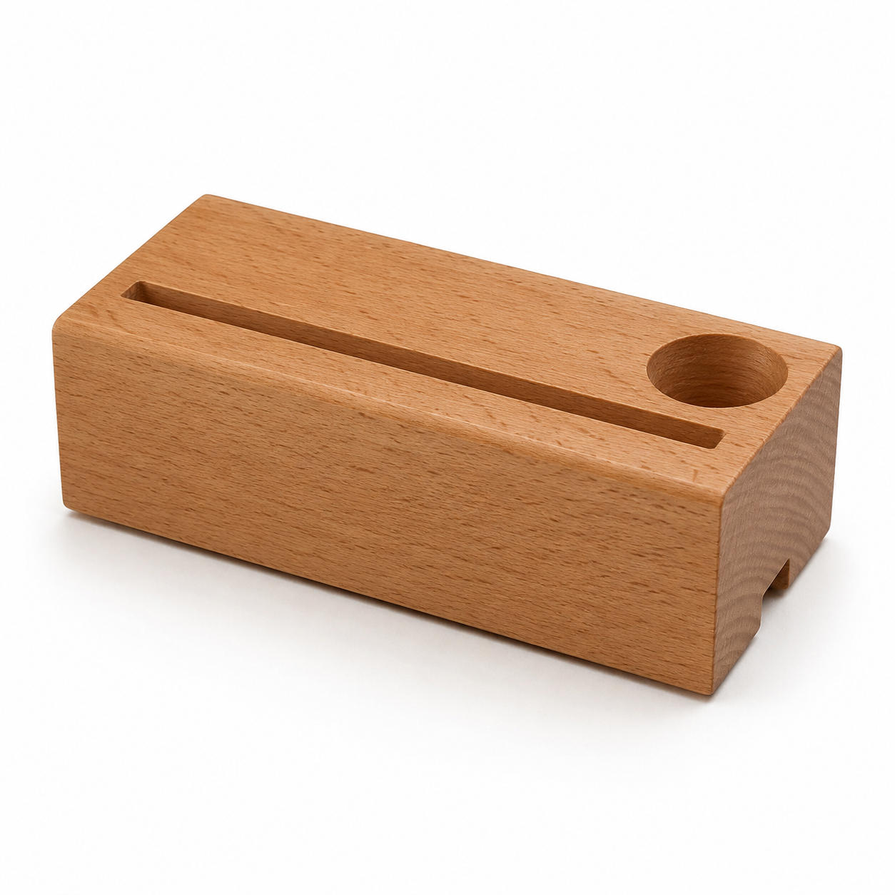 Support de téléphone inclinable en bois - rangement stylo intégré