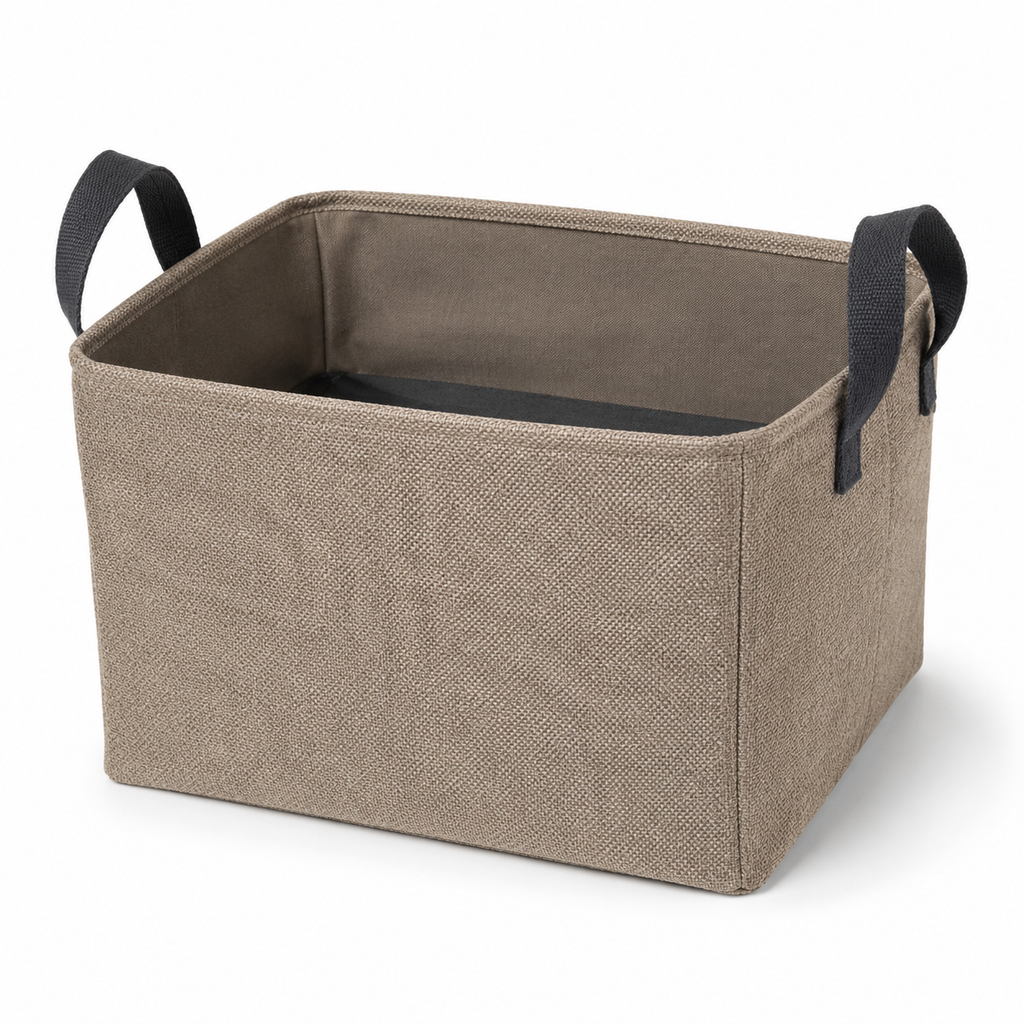 Panier de rangement pliable en textile structuré - poignées contrastées