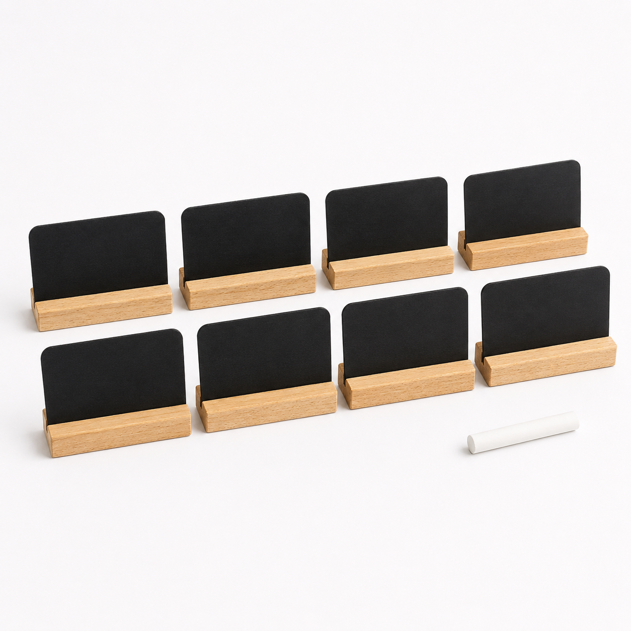 Étiquettes de rangement réinscriptibles avec support en bois - lot de 8