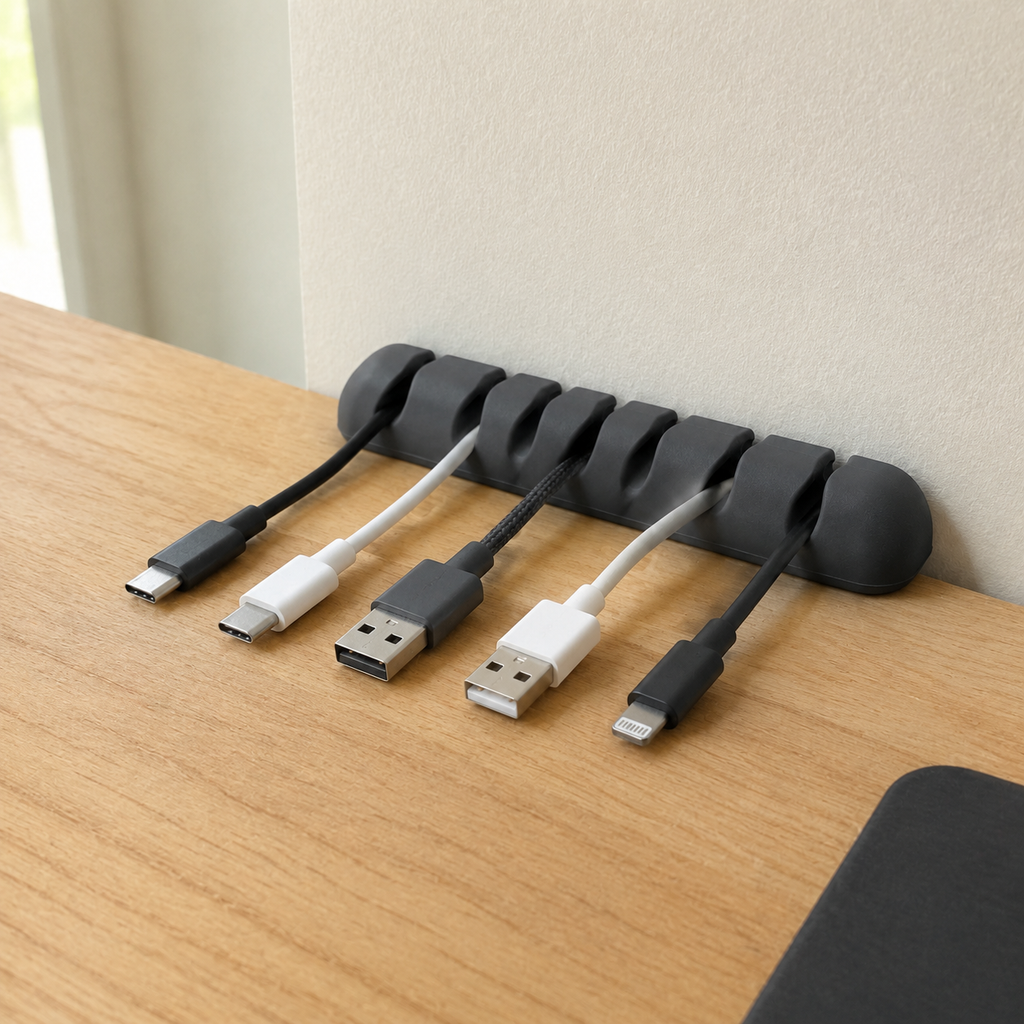 Organisateur de câbles de bureau en silicone - 7 passages
