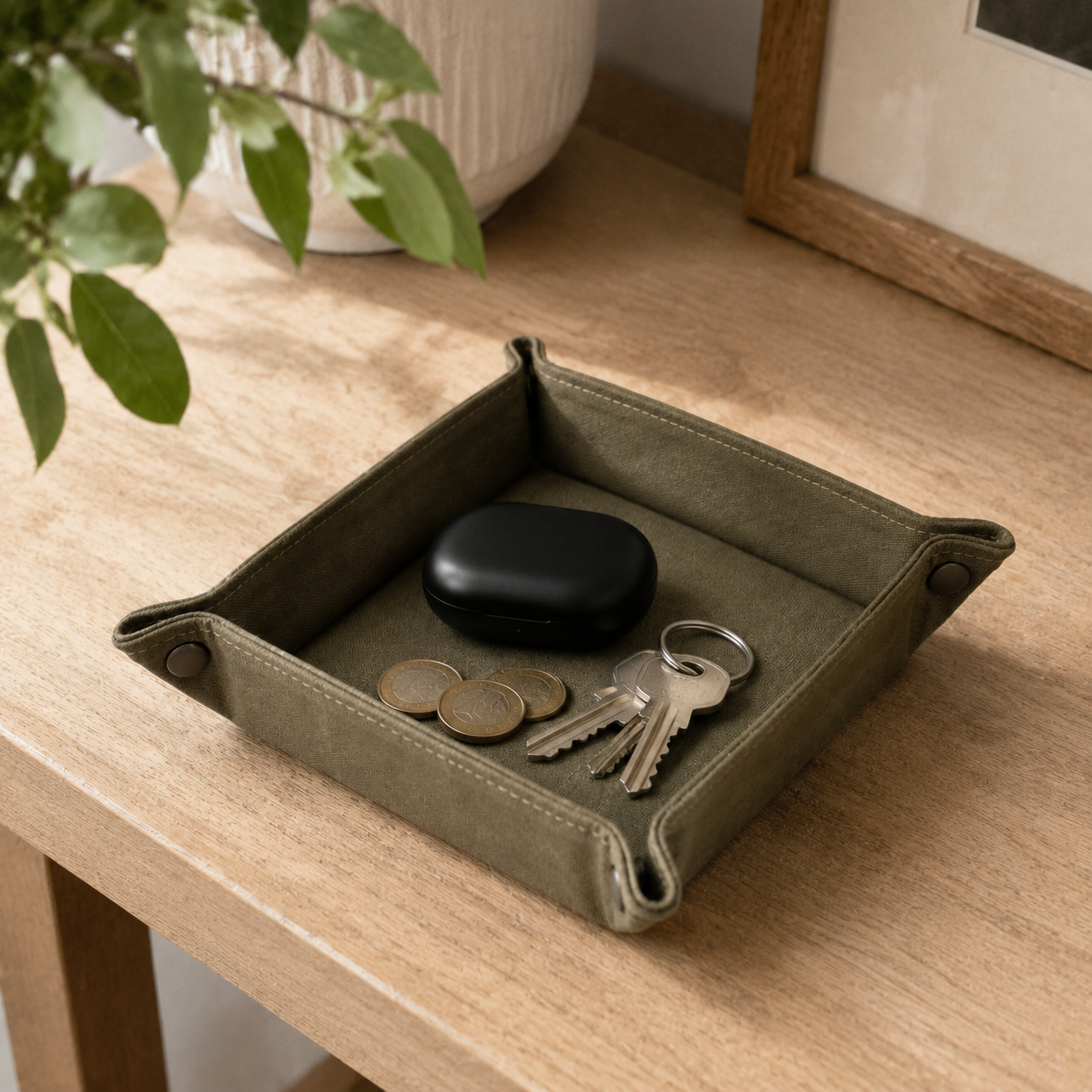 Vide-poches de bureau pliable en toile cirée