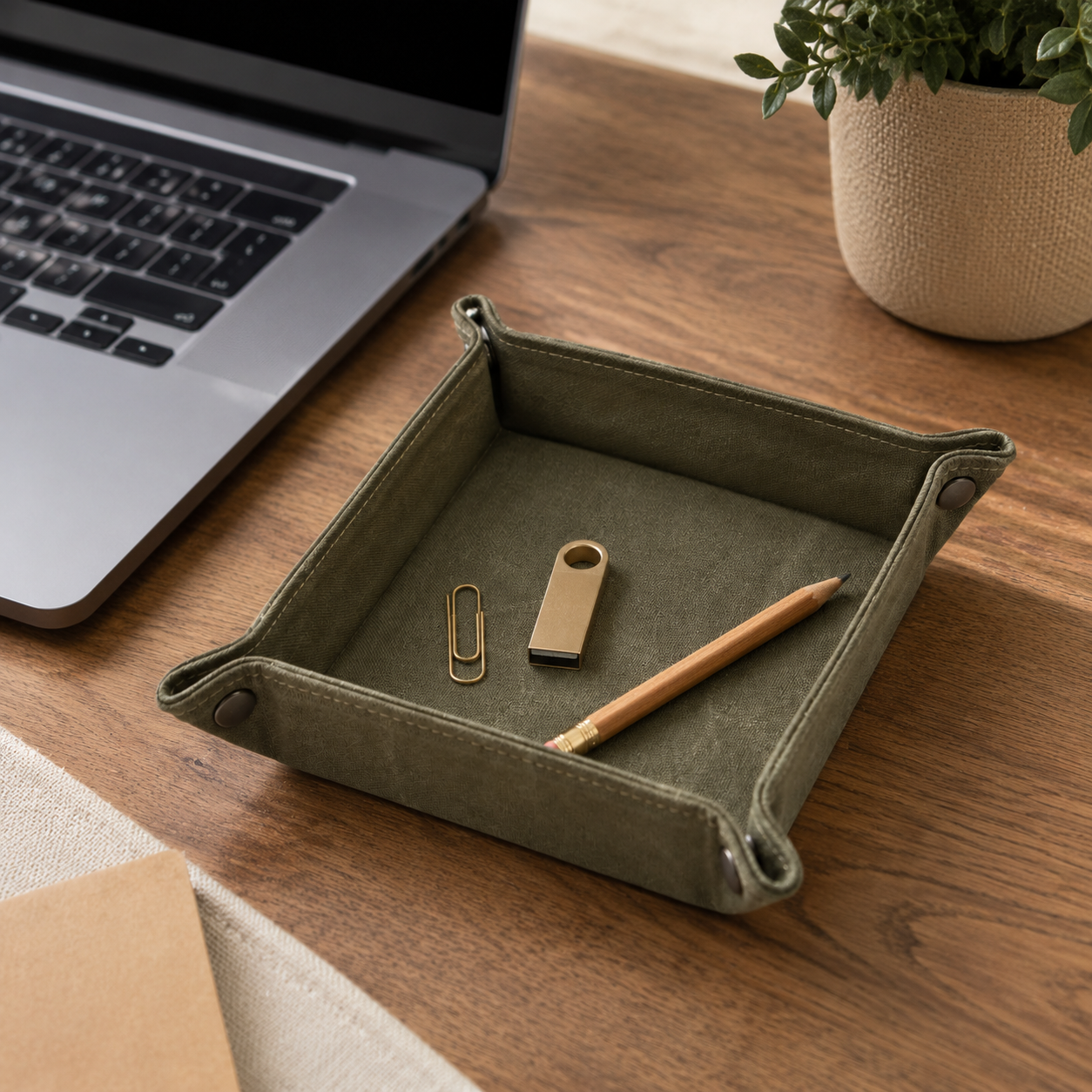 Vide-poches de bureau pliable en toile cirée