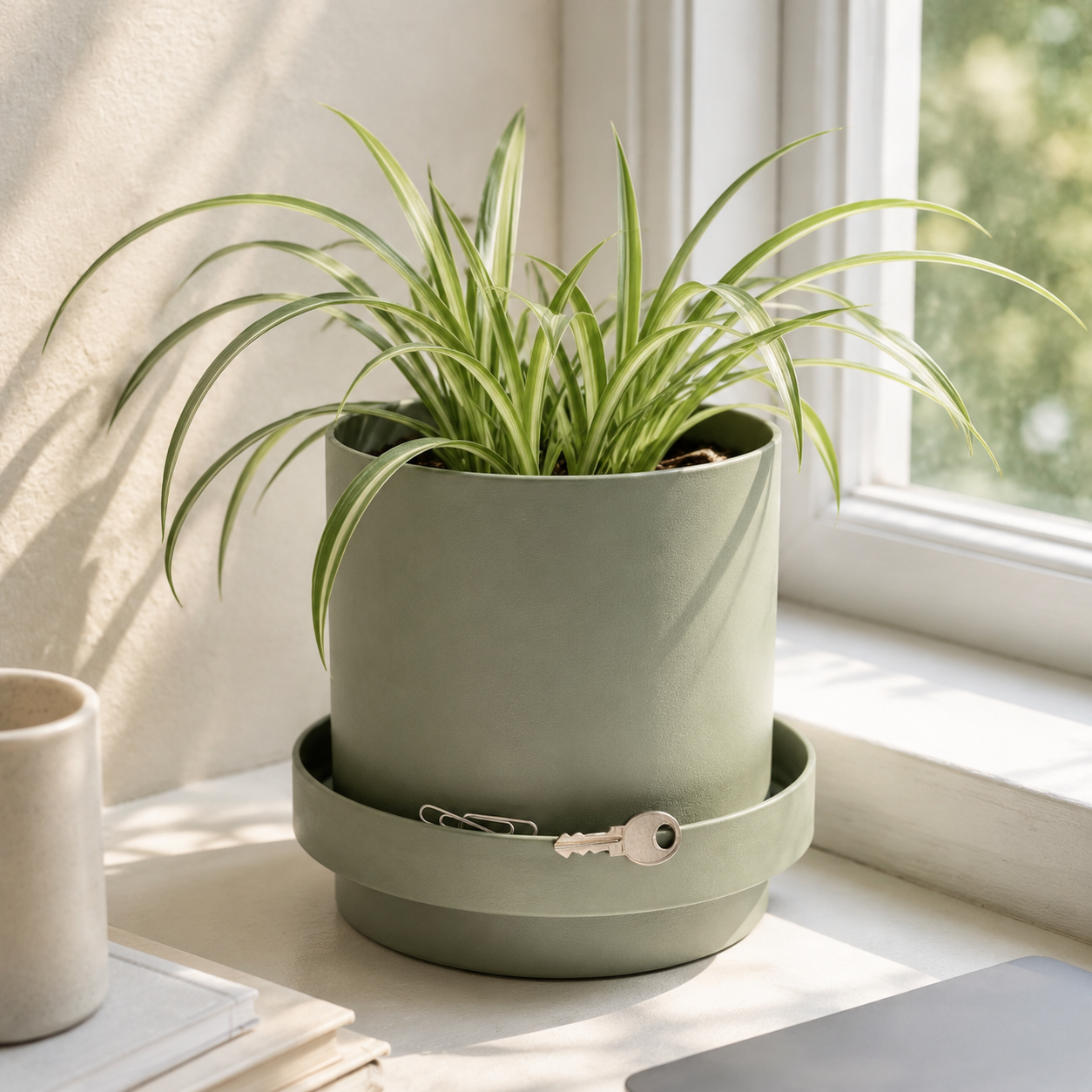Cache-pot décoratif à anneau de rangement intégré