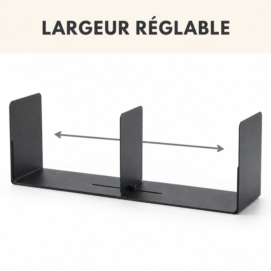 Range-livres ajustable à séparateur coulissant