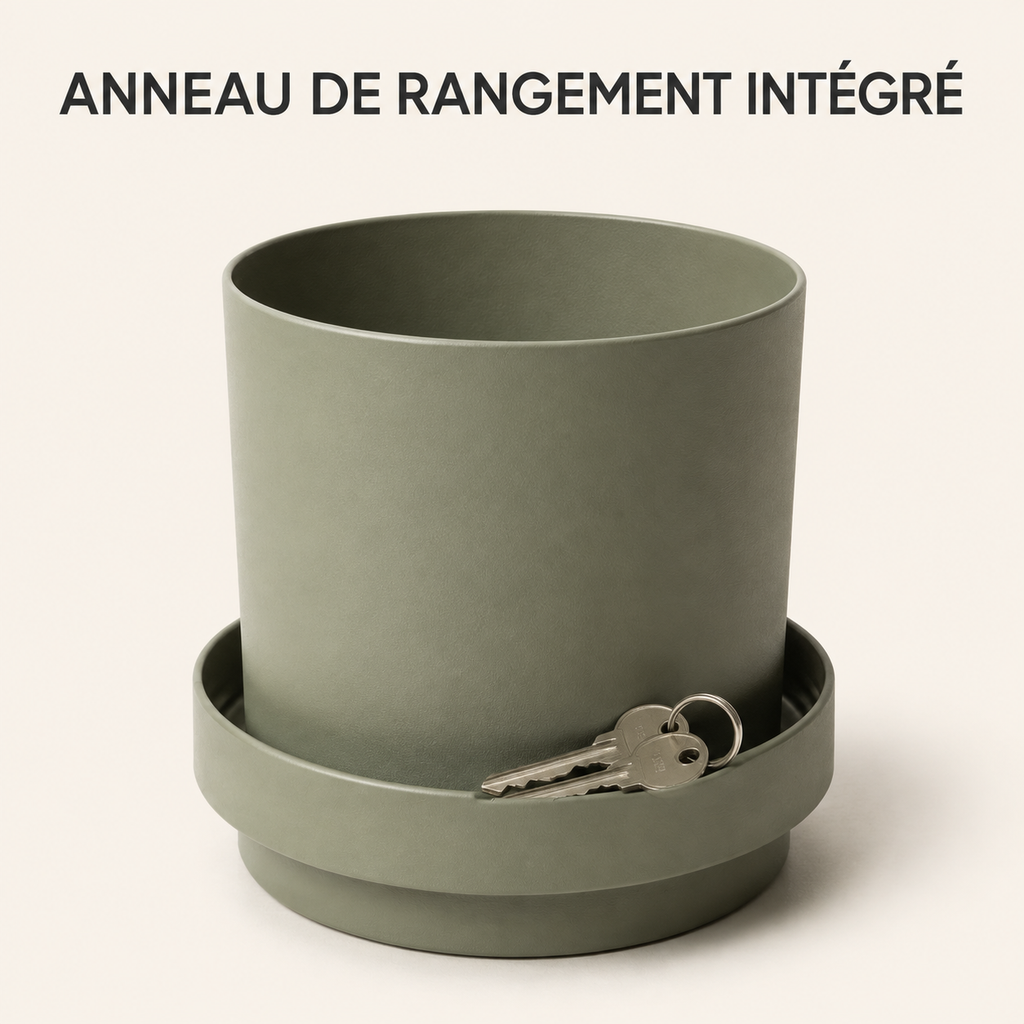 Cache-pot décoratif à anneau de rangement intégré
