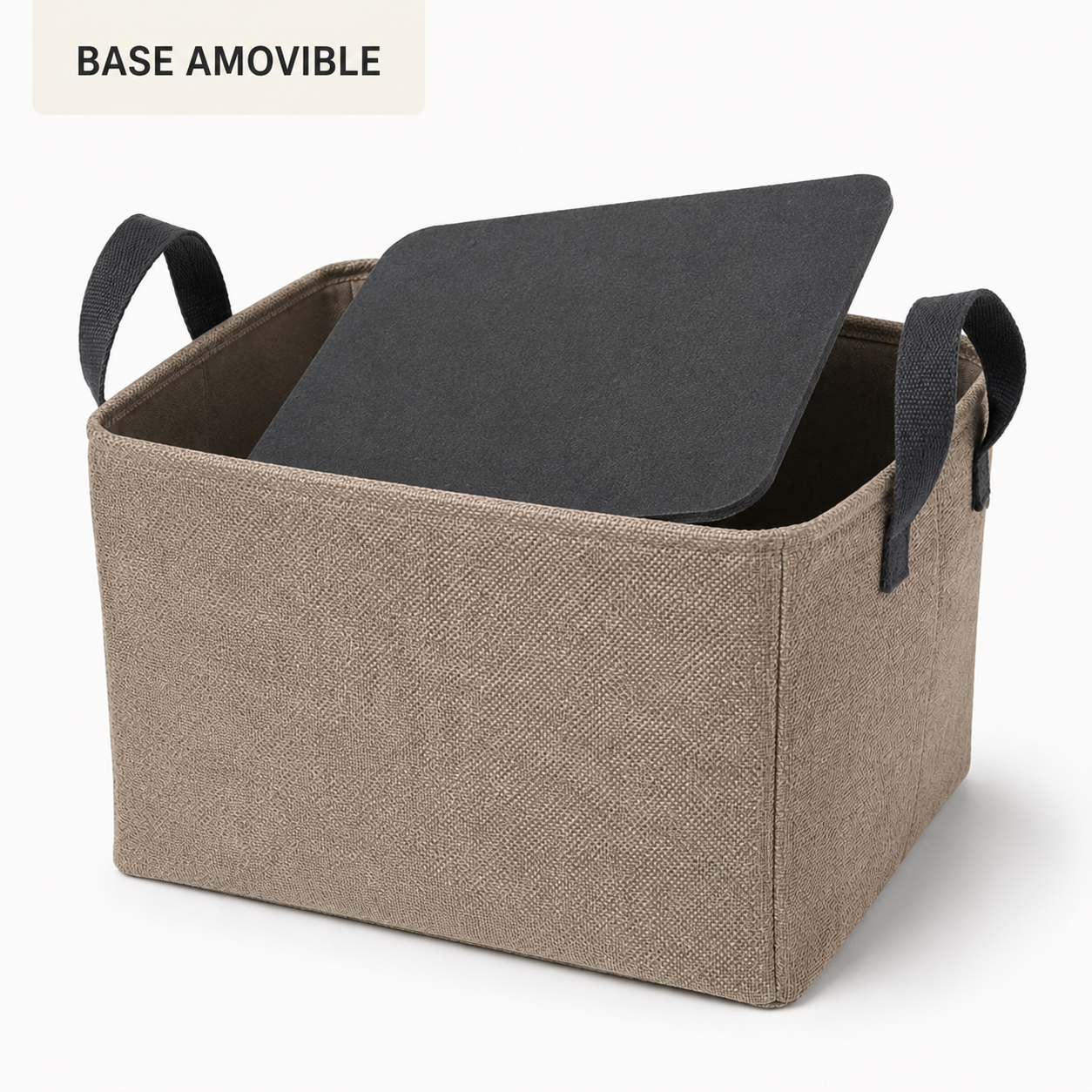 Panier de rangement pliable en textile structuré - poignées contrastées