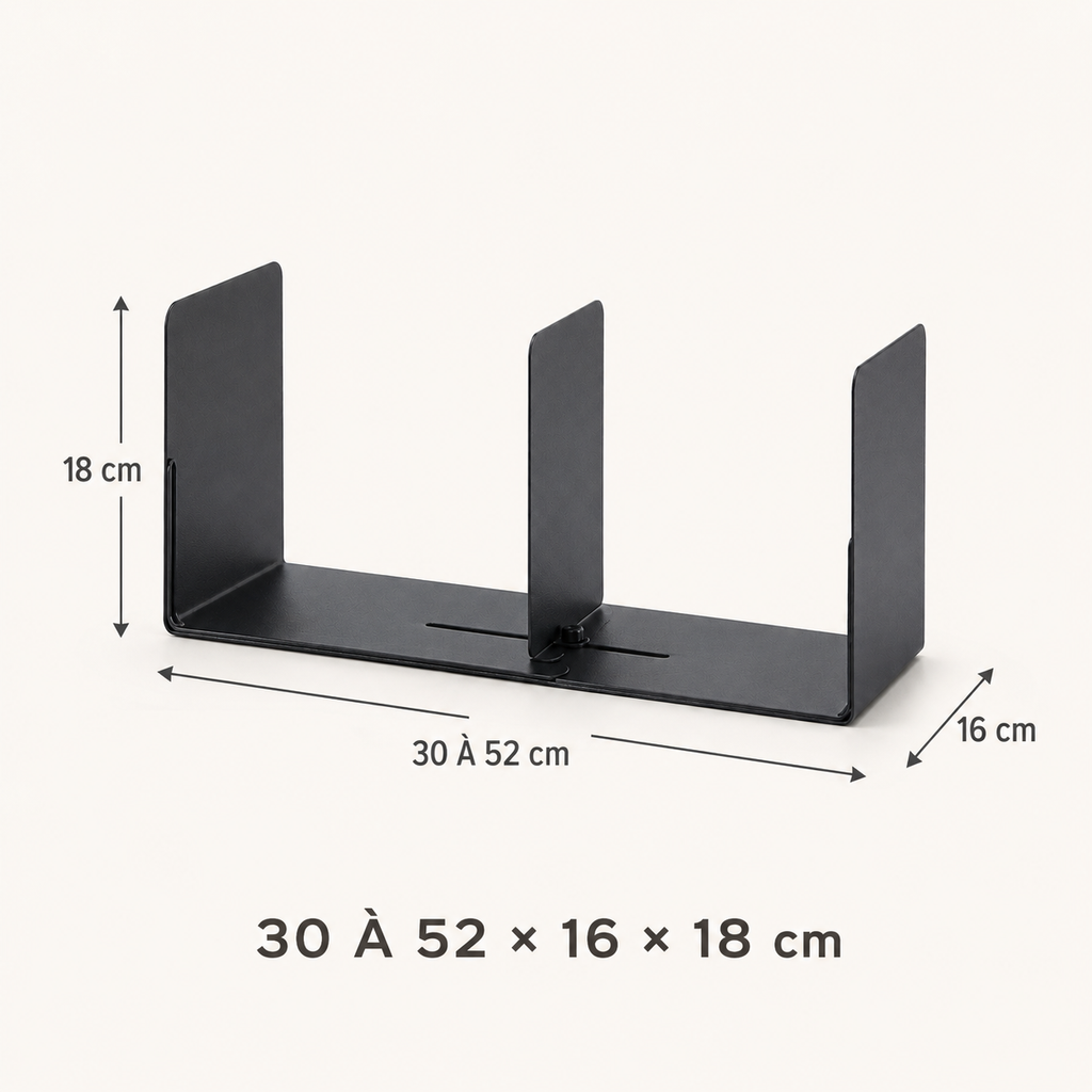 Range-livres ajustable à séparateur coulissant